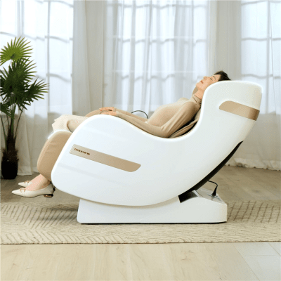 Martinus Zero Gravity Massage Chair in White Leatherette by Furniture of America - FOA-FM-MC0001WH