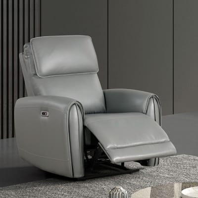 Schlieren Power Recliner in Gray Finish by Furniture of America - FOA-FM6012GY-CH