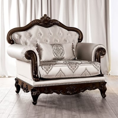Veracruz Chair in Dark Cherry and Beige Finish by Furniture of America - FOA-FM65002BG-CH