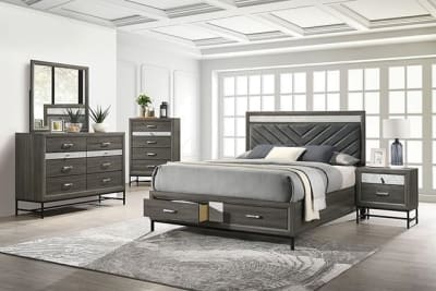 Voleta 6 Piece Contemporary Bedroom Set in Gray Finish by Furniture of America - FOA-FM7212GY