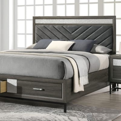 Voleta Contemporary Bed in Gray Finish by Furniture of America - FOA-FM7212GY-B