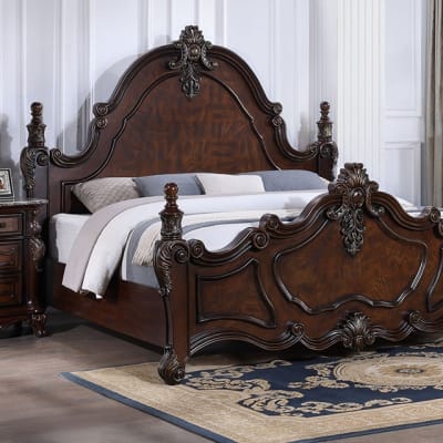 Francione Traditional Bed in Dark Cherry Finish by Furniture of America - FOA-FM7638CH-B