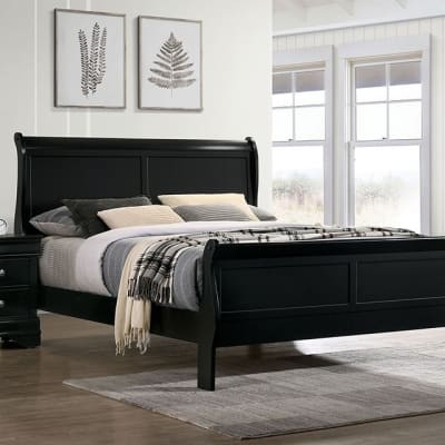 Louis Philippe Transitional Bed in Black Finish by Furniture of America - FOA- FM7866BK-B