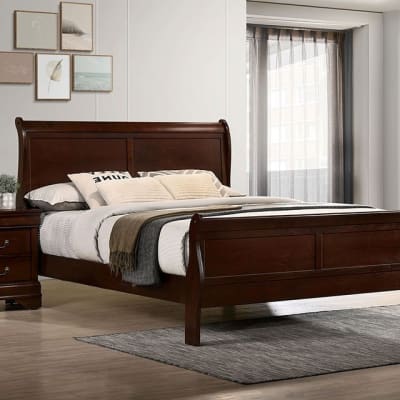 Louis Philippe Transitional Bed in Dark Cherry Finish by Furniture of America - FOA-FM7866CH-B