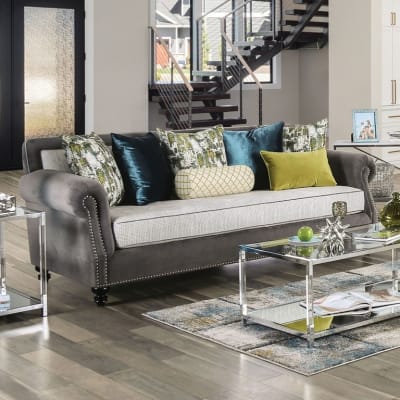 Mariella Sofa in Gray/Beige/Teal/Olive Finish by Furniture of America - FOA-SM2286-SF