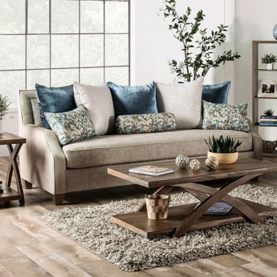 Catarina Sofa in Beige/Teal Finish by Furniture of America - FOA-SM2287-SF