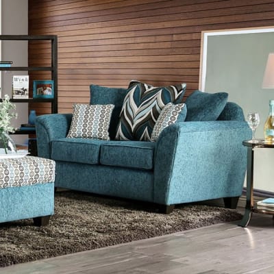 River Love&nbsp;Seat&nbsp;in&nbsp;Turquoise&nbsp;by&nbsp;Furniture&nbsp;of&nbsp;America&nbsp;- FOA-SM4120-LV
