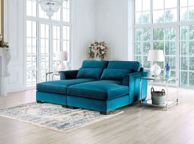 Peregrine Sectional Sofa in Teal Finish by Furniture of America - FOA-SM5415