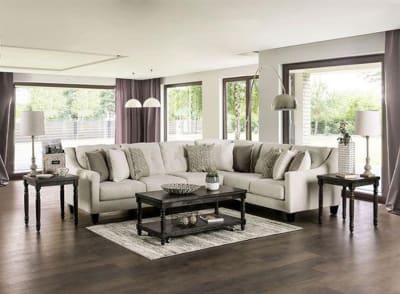 Waldport Sectional Sofa in Ivory Finish by Furniture of America - FOA-SM7772