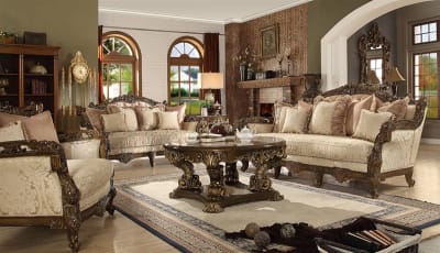 Traditional European Style Upholstery 2 Piece Living Room Set by Homey Design - HD-1609