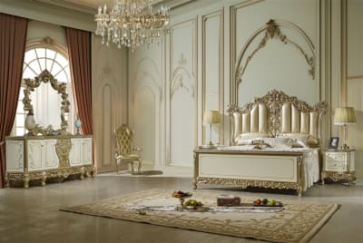 6 Piece Eastern King Bedroom Set in Champagne Gold and Pearl Finish by Homey Design - HD-1812