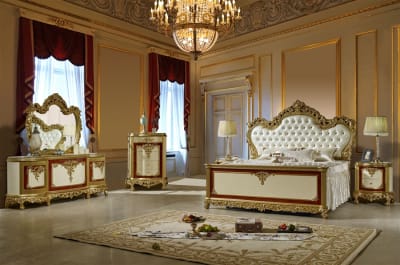 6 Piece Eastern King Bedroom Set in Gold/Cherry/Pearl Finish by Homey Design - HD-5138