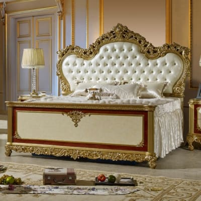 Eastern King Bed in Gold/Cherry/Pearl Finish by Homey Design - HD-5138-B