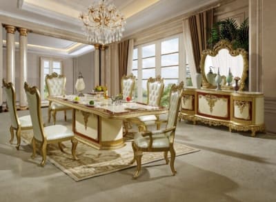 7 Piece Dining Room Set in Gold/Cherry/Pearl Finish by Homey Design - HD-5138-DT