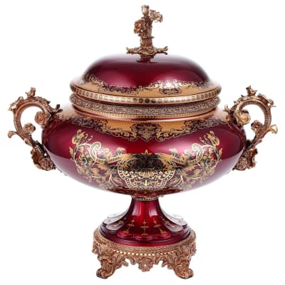 Arc De Cristal URN in Bronze/Ruby Red/Gold Finish by Homey Design - HD-6009XL