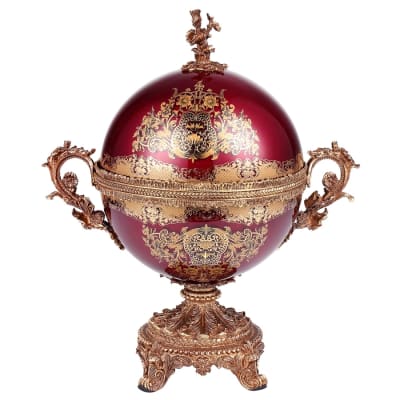 Arc De Cristal Vase in Bronze/Ruby Red/Gold Finish by Homey Design - HD-6026