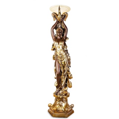 Antique Bronze & Metallic Gold Finished Lady Floor Lamp by Homey Design - HD-7932