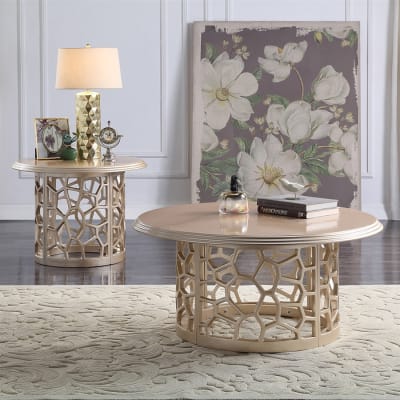 Atlantis 3 Piece Occasional Table Set in Champagne Finish by Homey Design - HD-8913C-OT