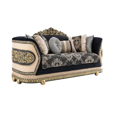 Loveseat in Classic Black and Gold&nbsp;Finish by Homey Design - HD-9012-L