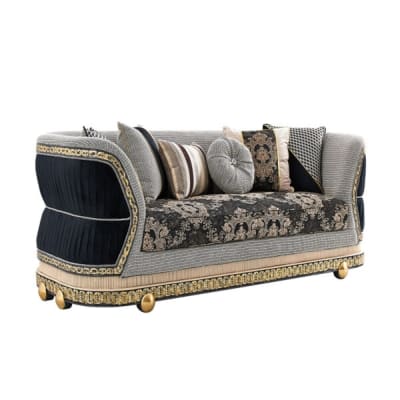 Loveseat in Classic Black and Gold&nbsp;Finish by Homey Design - HD-9013-L