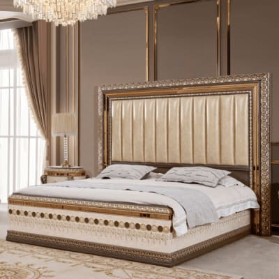 Eastern King Bed in Bronze and Pearl Finish by Homey Design - HD-9017-B