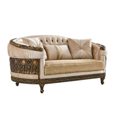 Loveseat in Classic Beige and Gold&nbsp;Finish by Homey Design - HD-9017-L