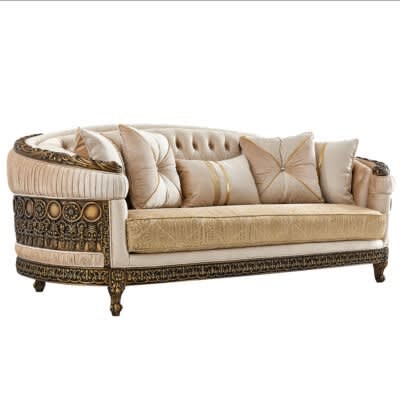 Sofa in Classic Beige and Gold&nbsp;Finish by Homey Design - HD-9017-S