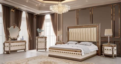 6 Piece Eastern King Bedroom Set in Bronze and Pearl Finish by Homey Design - HD-9017-SET