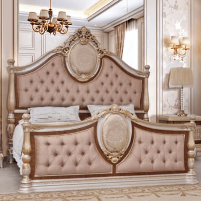 Eastern King Bed in Gold/Cherry/Pearl Finish by Homey Design - HD-9021-B