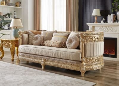 Upholstered Loveseat in Beige Finish by Homey Design - HD-9023-L