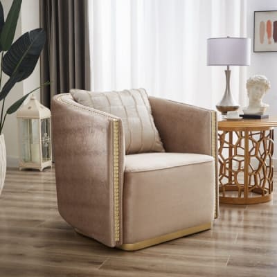 Upholstered Chair in Neutral Beige Finish by Homey Design - HD-9040-C