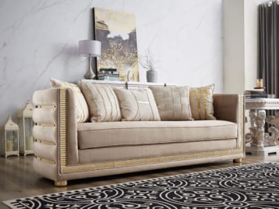 Upholstered Sofa in Neutral Beige Finish by Homey Design - HD-9040-S