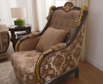 Classic European Armchair in Gold and Brown Finish by Homey Design - HD-9049-C