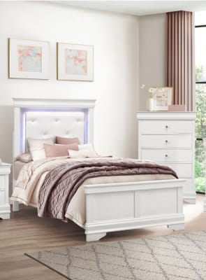 Lana 4 Piece Youth Bedroom Set in White Finish by Home Elegance - HEL-1556WT-1-4