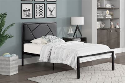 Rhea Twin Platform Bed in Gunmetal Finish by Home Elegance - HEL-1602BKT-1