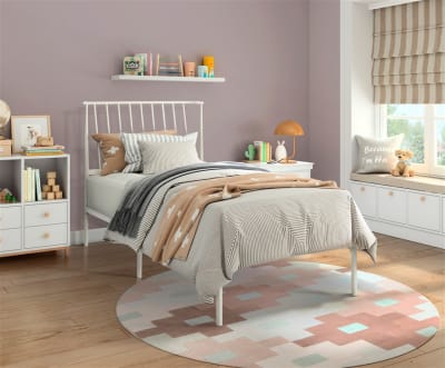 Augusta Twin Platform Bed in White Finish by Home Elegance - HEL-1630WHT-1