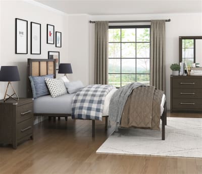 Sanibel Twin Platform Bed in Dark Bronze Finish by Home Elegance - HEL-1635DZT-1