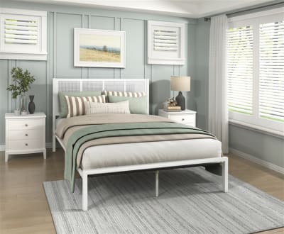 Sanibel Full Platform Bed in White Finish by Home Elegance - HEL-1635WHF-1