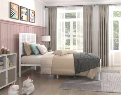 Sanibel Twin Platform Bed in White Finish by Home Elegance - HEL-1635WHT-1