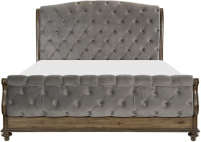 Rachelle Queen Bed in Weathered Pecan by Home Elegance - HEL-1693-1