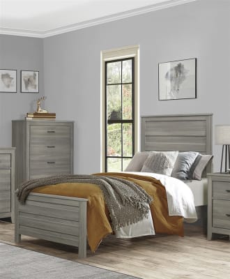 Waldorf Twin Bed in Dark Gray Finish by Home Elegance - HEL-1902T-1