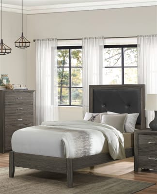 Edina Twin Bed in Dark Gray Finish by Home Elegance - HEL-2145TNP-1