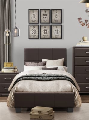 Lorenzi Twin Bed in Dark Brown Finish by Home Elegance - HEL-2220TDBR-1