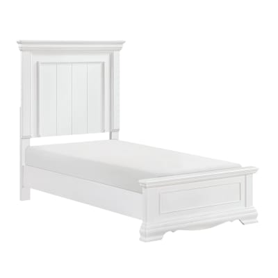 York Traditional Twin Panel Bed in White Finish by Home Elegance - HEL-2322T-1