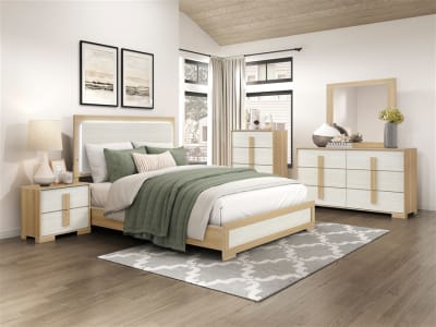 Sterling 6 Piece Queen Bedroom Set in Natural and White Finish by Home Elegance - HEL-2330