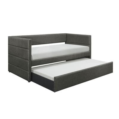 Vining Daybed with Pull-Out Trundle in Dark Gray Fabric by Home Elegance - HEL-4975