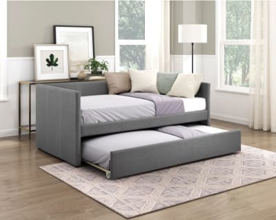 Trudy Twin Daybed with Trundle in Dark Gray Fabric by Home Elegance - HEL-4987DG