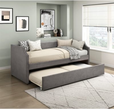 Shiloh Twin Daybed with Trundle in Dark Gray Fabric by Home Elegance - HEL-4988DG