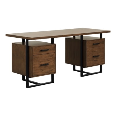 Sedley Storage Writing Desk in Walnut and Rustic Black Finish by Home Elegance - HEL-5415RF-15