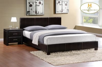 Zoey Brown Bi-Cast Upholstered Platform Bed by Homelegance - 5790-1